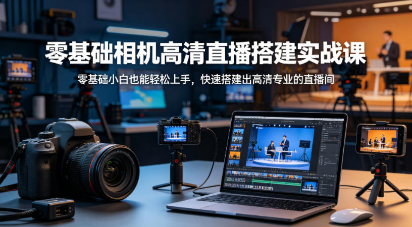 零基础相机高清直播间搭建实战课，小白也能轻松上手，快速搭建出高清专业的直播间-精品虚拟资源库