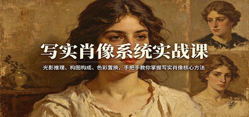 写实肖像系统实战课：光影推理、构图构成、色彩置换，手把手教你掌握写实肖像核心方法-精品虚拟资源库