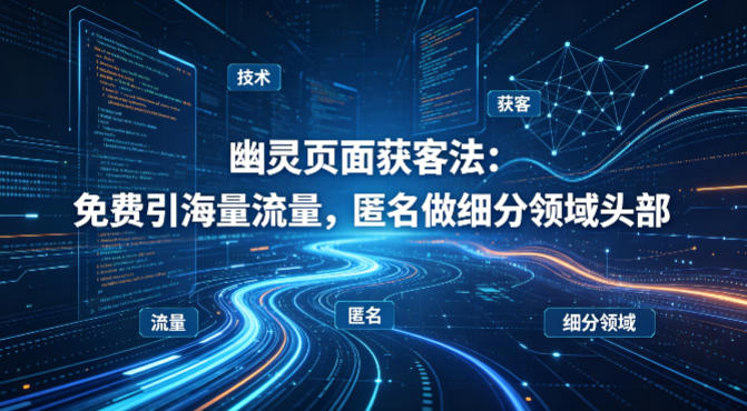 用懂技术！幽灵页面获客法：免费引海量流量，匿名做细分领域头部-精品虚拟资源库