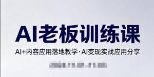 内容AI老板训练课，AI+内容应用落地教学，AI变现的实战应用分享-精品虚拟资源库