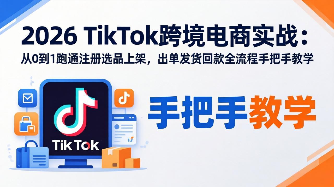 2026TikTok跨境电商实战-更新：从0到1跑通注册选品上架，出单发货回款全流程手把手教学-精品虚拟资源库