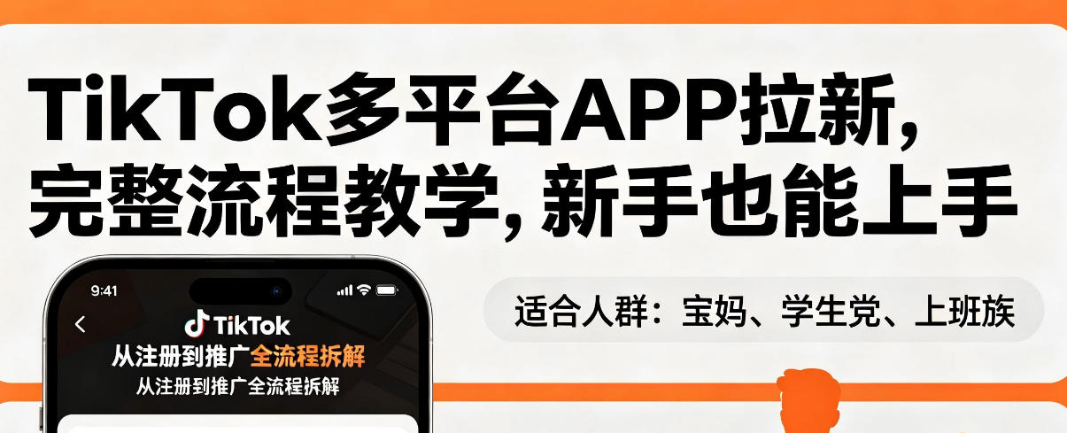 TikTok多平台APP拉新，完整流程教学，新手也能上手，轻松出海搞美金-精品虚拟资源库