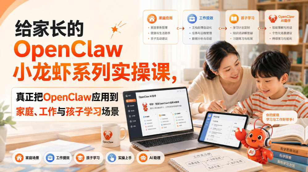 给家长的OpenClaw小龙虾系列实操课，真正把OpenClaw应用到家庭、工作与孩子学习场景-精品虚拟资源库