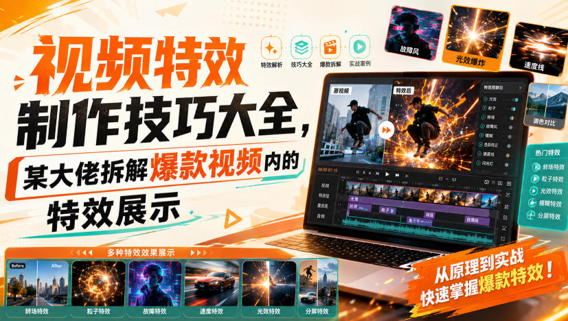 视频特效制作技巧大全，某大佬拆解爆款视频内的特效展示-精品虚拟资源库