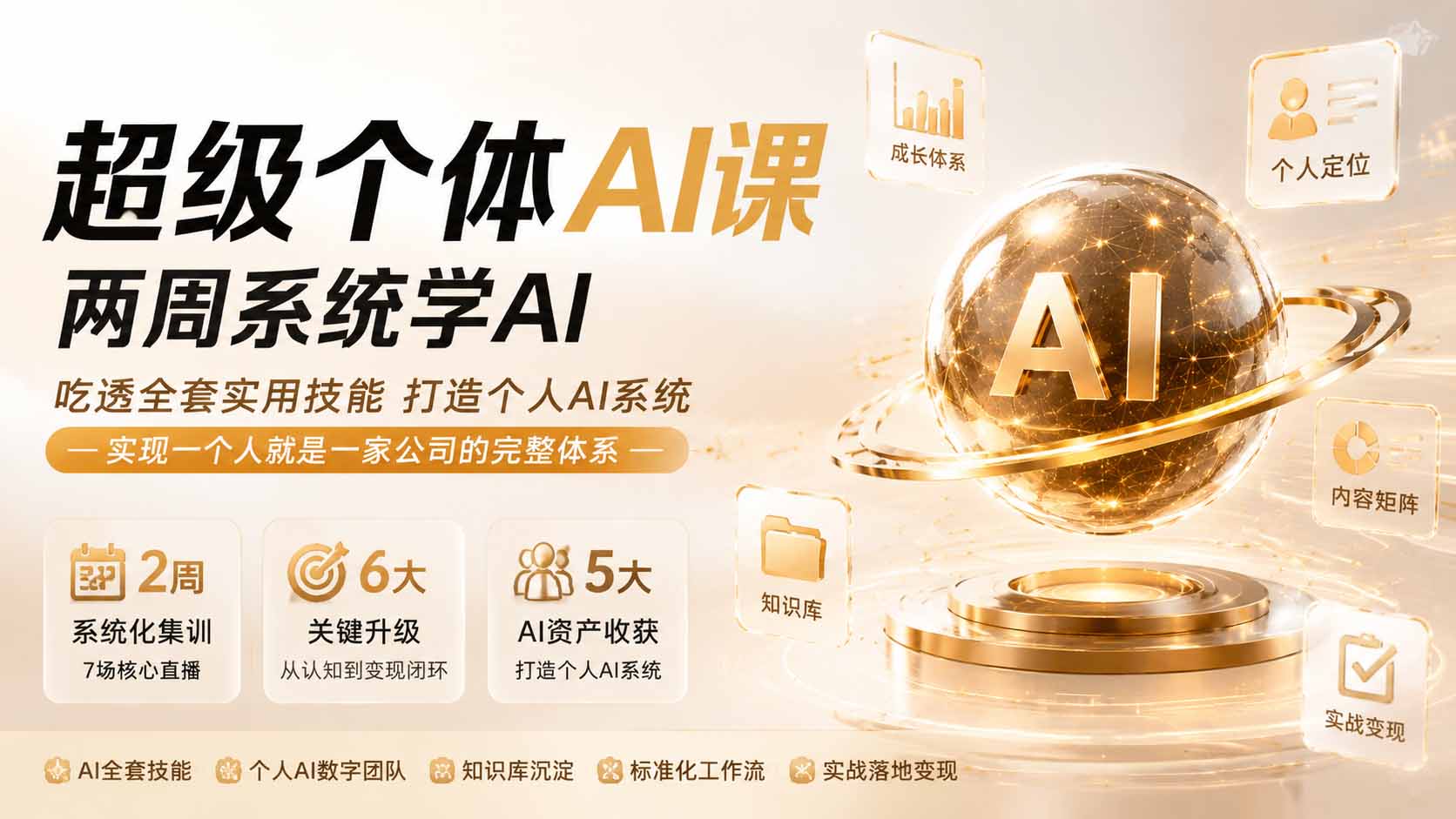 超级个体AI课 两周系统学AI；吃透全套实用技能打造个人AI系统，实现一个人就是一家公司的完整体系(更新0823-精品虚拟资源库