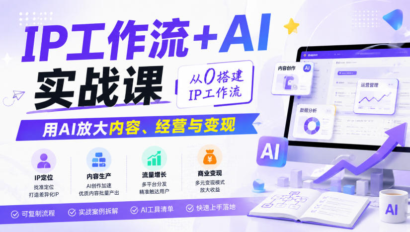 IP工作流+AI实战课，从0搭建IP工作流，用AI放大内容、经营与变现-精品虚拟资源库