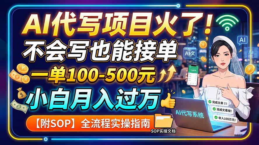 AI代写项目火了！不会写也能接单，一单100-500元，小白月入过万【附SOP】-精品虚拟资源库