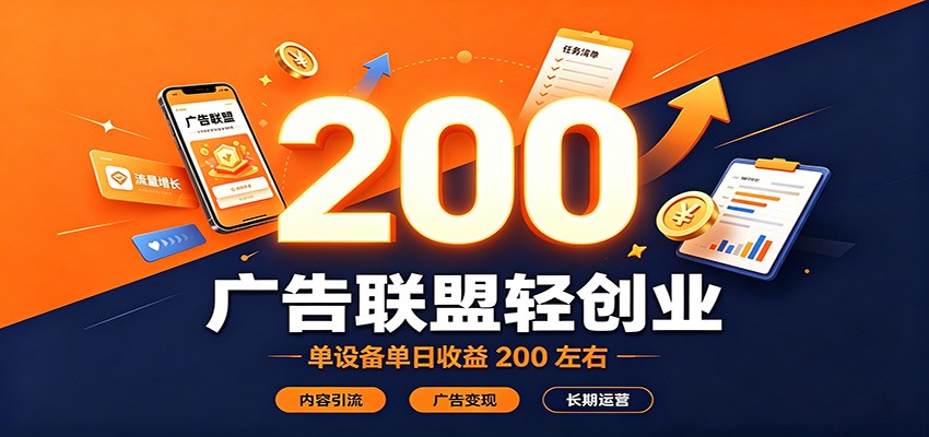 广告联盟轻创业，单设备单日收益200左右，内容引流广告变现长期运营-精品虚拟资源库