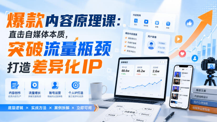 爆款内容原理课：直击自媒体本质，突破流量瓶颈打造差异化IP-精品虚拟资源库