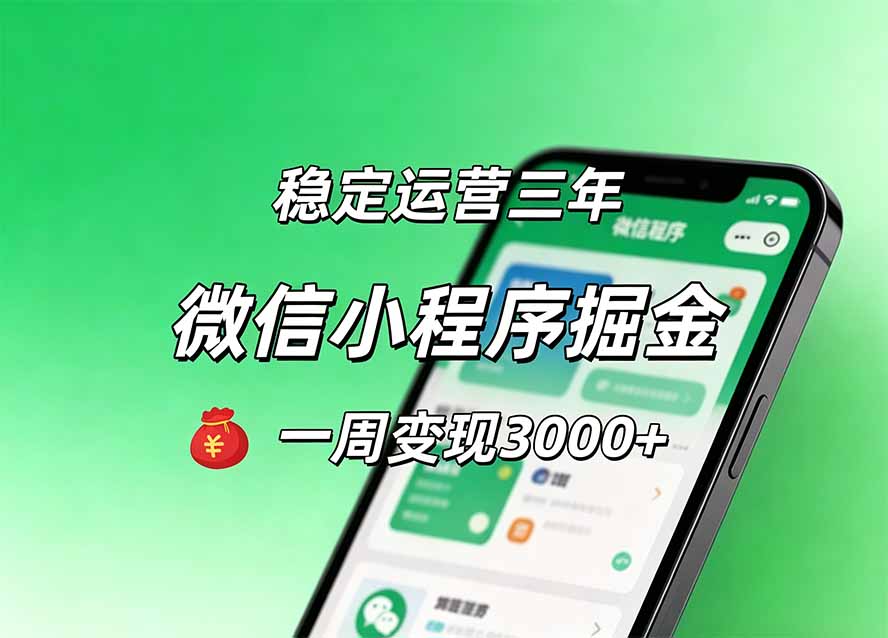 月收益稳定1W+的微信小程序，前期积累客户，后期躺平养老，小白轻松上手-精品虚拟资源库