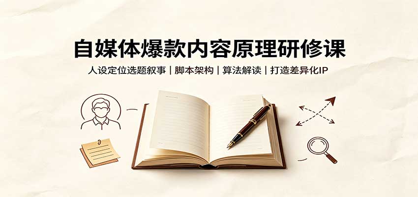 自媒体爆款内容原理研修课：人设定位选题叙事，脚本架构，算法解读打造差异化IP-精品虚拟资源库