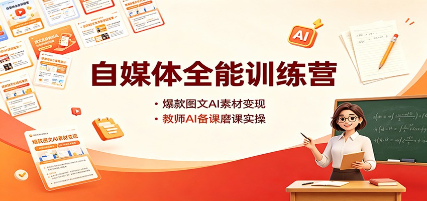 自媒体全能训练营：爆款图文AI素材变现，教师AI备课磨课实操-精品虚拟资源库