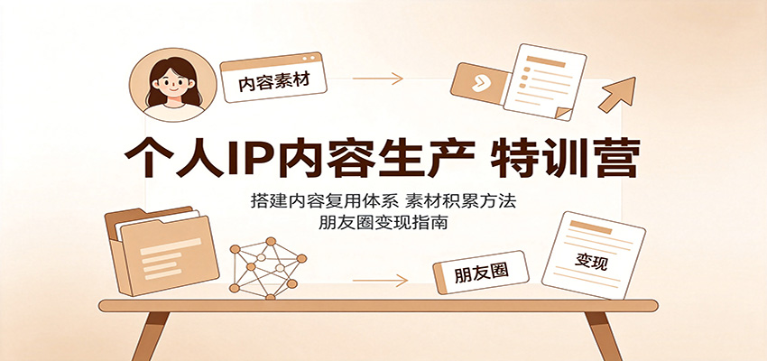 个人IP内容生产特训营：搭建内容复用体系，素材积累方法，朋友圈变现指南-精品虚拟资源库