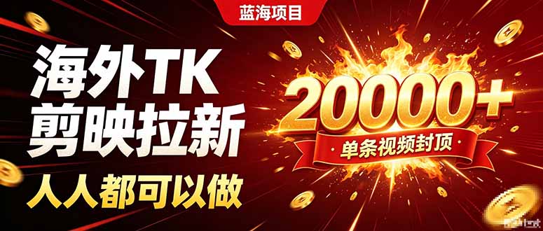 海外TK拉新新玩法，剪映就能做，不用经验不用粉丝，单条视频收益上限20000+-精品虚拟资源库