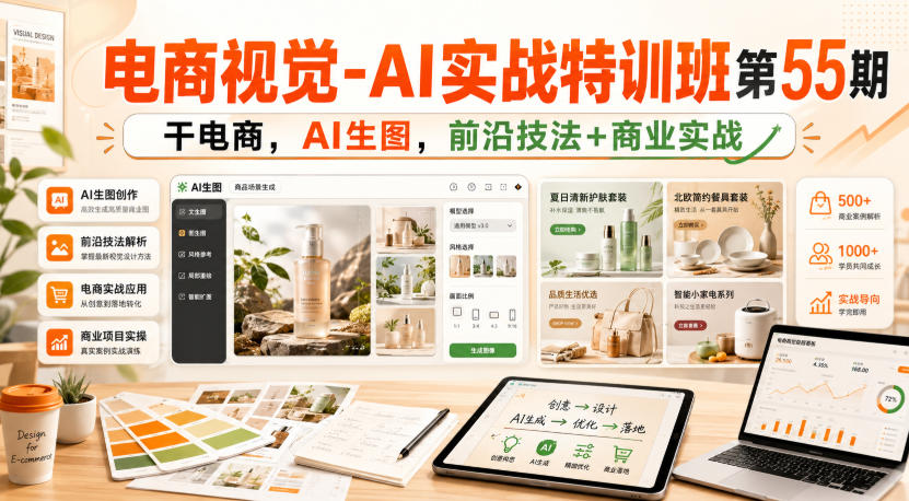 电商视觉-AI实战特训班第55期，干电商，AI生图，前沿技法+商业实战-精品虚拟资源库