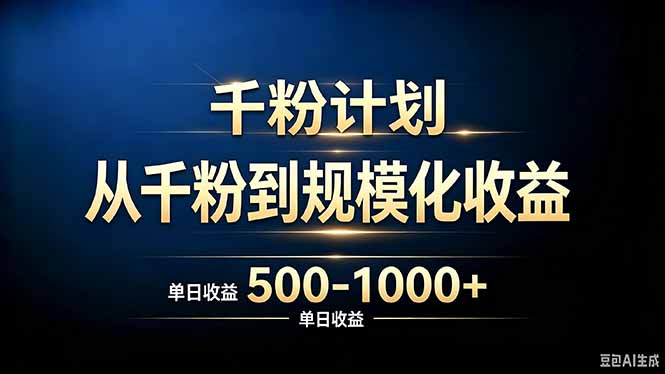 抖音千粉账号计划，从千粉到规模化收益 500-1000+单日收益-精品虚拟资源库