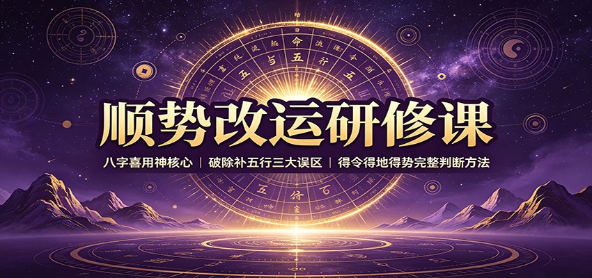 顺势改运研修课：八字喜用神核心，破除补五行三大误区，得令得地得势完整判断方法-精品虚拟资源库