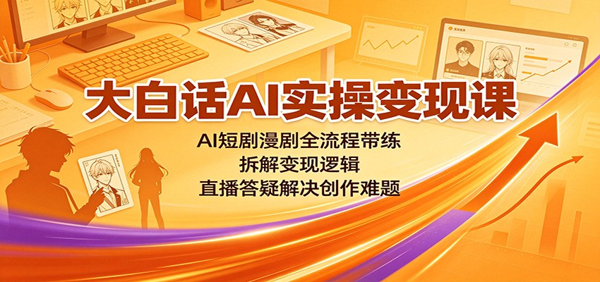 大白话AI实操变现课：AI短剧漫剧全流程带练，拆解变现逻辑，直播答疑解决创作难题-精品虚拟资源库