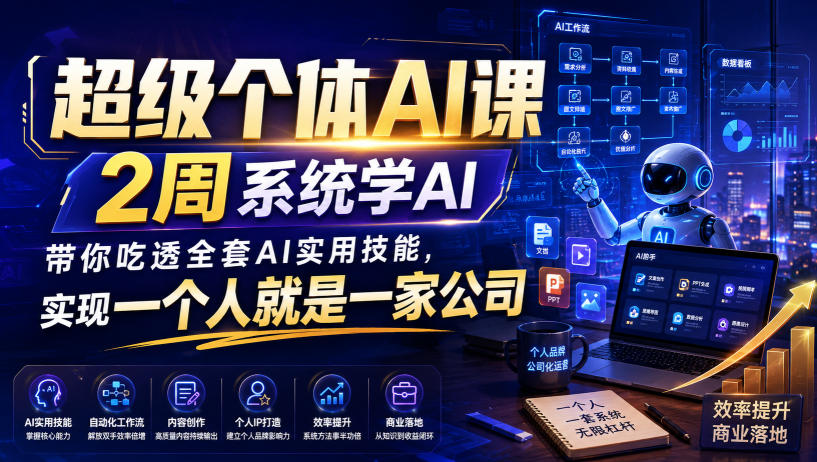 超级个体AI课，2周系统学AI，带你吃透全套AI实用技能，实现一个人就是一家公司(更新0818)-精品虚拟资源库