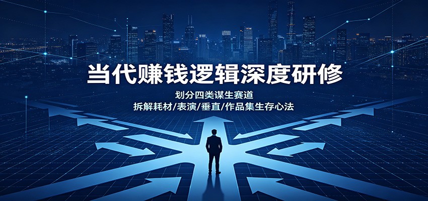 当代赚钱逻辑深度研修：划分四类谋生赛道，拆解耗材/表演/垂直/作品集生存心法-精品虚拟资源库