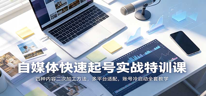 自媒体快速起号实战特训课：四种内容二次加工方法，多平台适配，账号冷启动全套教学-精品虚拟资源库
