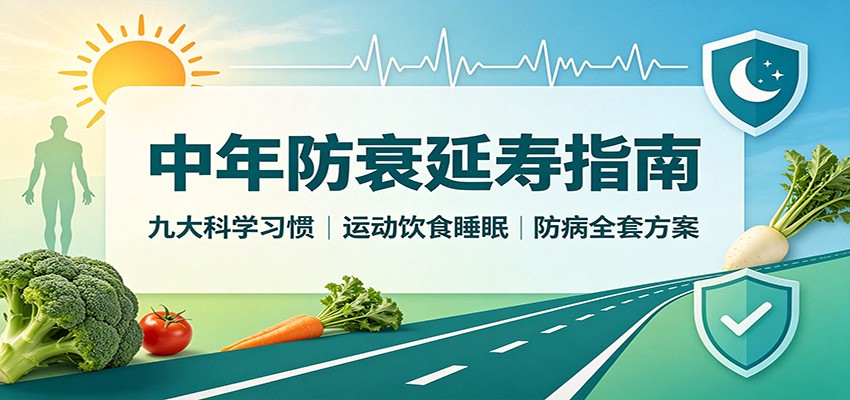 中年防衰延寿指南：九大科学习惯，运动饮食睡眠防病全套方案-精品虚拟资源库