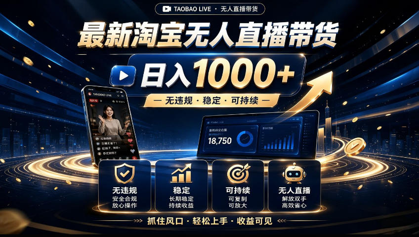 2026淘宝无人直播15.0，独家新技术，不用露脸、不用熬夜，自动直播自动出单，25小时卖17W【揭秘】-精品虚拟资源库
