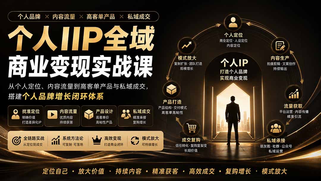 个人IP全域商业变现实战课 (无水印-精品虚拟资源库