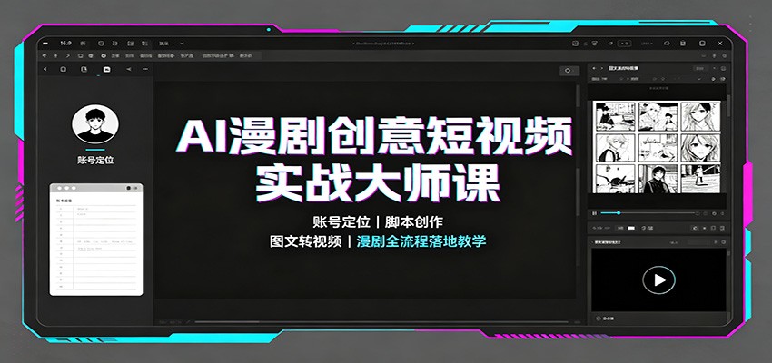 AI漫剧创意短视频实战大师课：账号定位脚本创作，图文转视频，漫剧全流程落地教学-精品虚拟资源库