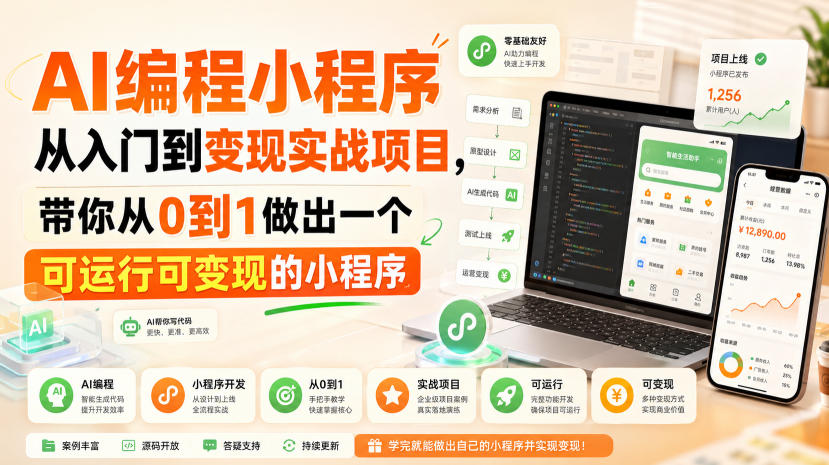 AI编程小程序从入门到变现实战项目，带你从0到1做出一个可运行可变现的小程序-精品虚拟资源库
