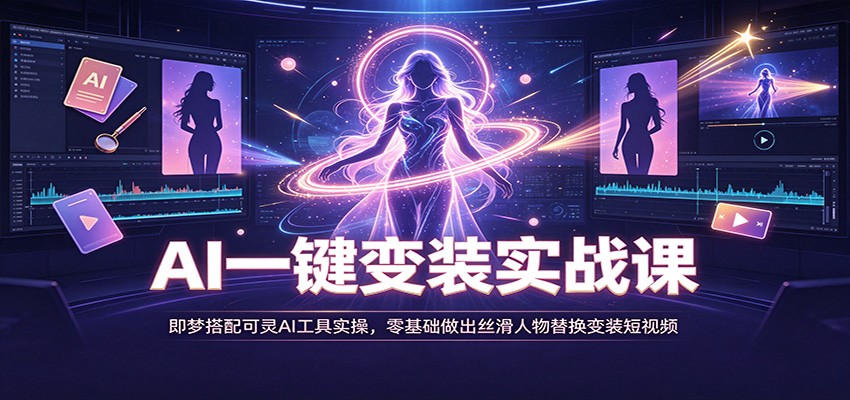 AI一键变装实战课：即梦搭配可灵AI工具实操，零基础做出丝滑人物替换变装短视频-精品虚拟资源库