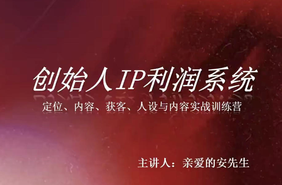 创始人IP利润系统8月训练营，定位、内容、获客、人设与内容实战训练营-精品虚拟资源库