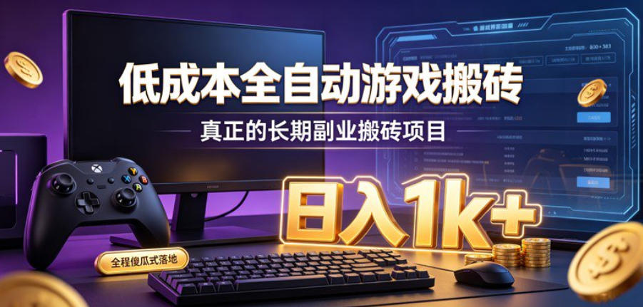 低成本全自动游戏搬砖，真正的长期副业搬砖项目，日入1k+，全程傻瓜式落地【揭秘】-精品虚拟资源库