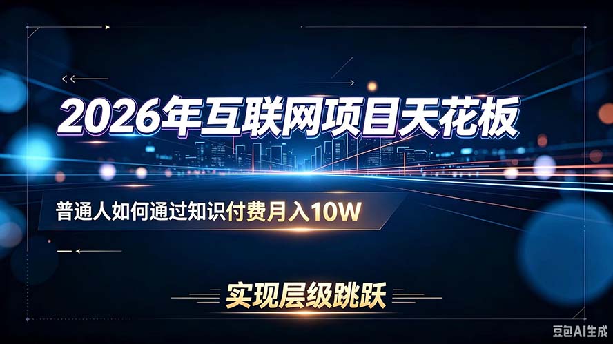 2026年互联网项目天花板：普通人如何通过知识付费月入10W，实现层级跳跃-精品虚拟资源库