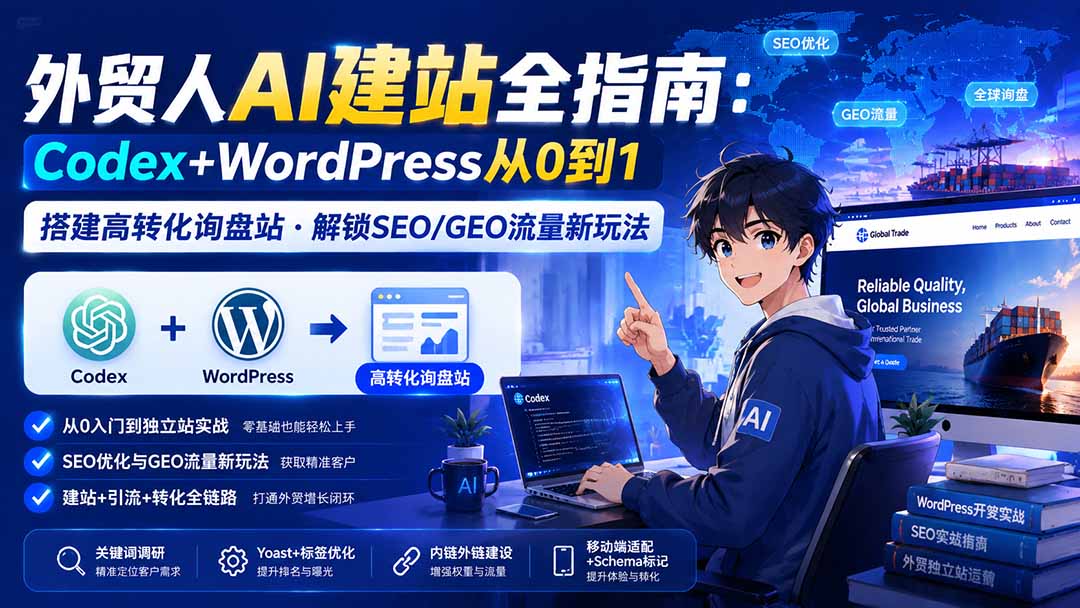 外贸人AI建站全指南：Codex+WordPress从0到1·搭建高转化询盘站·解锁SEO/GEO流量新玩法-更新8月-精品虚拟资源库