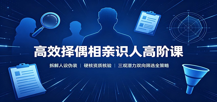 高效择偶相亲识人高阶课：拆解人设伪装，硬核资质核验，三观潜力双向筛选全策略-精品虚拟资源库