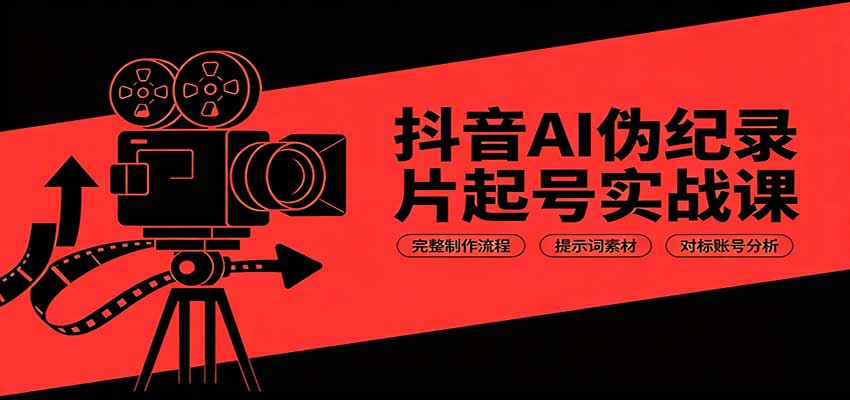 抖音AI伪纪录片起号实战课：完整制作流程，提示词素材，对标账号分析-精品虚拟资源库