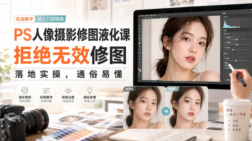 PS人像摄影修图液化课，拒绝无效修图，落地实操，通俗易懂-精品虚拟资源库