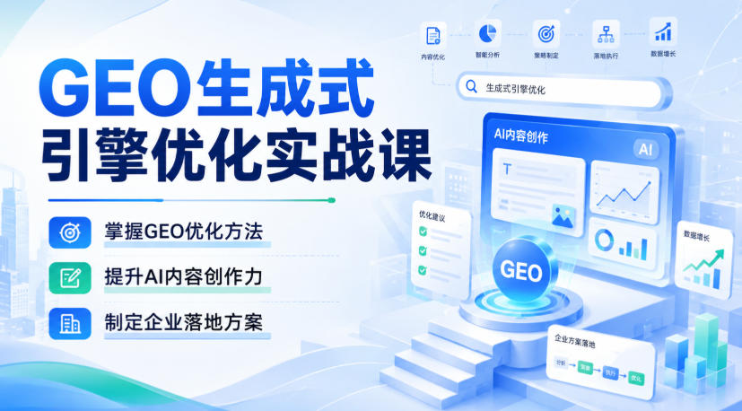 GEO生成式引擎优化实战课,掌握GEO优化方法,提升AI内容创作力,制定企业落地方案-精品虚拟资源库