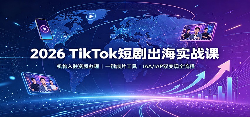 2026 TikTok短剧出海实战课：机构入驻资质办理，一键成片工具，IAA/IAP双变现全流程-精品虚拟资源库