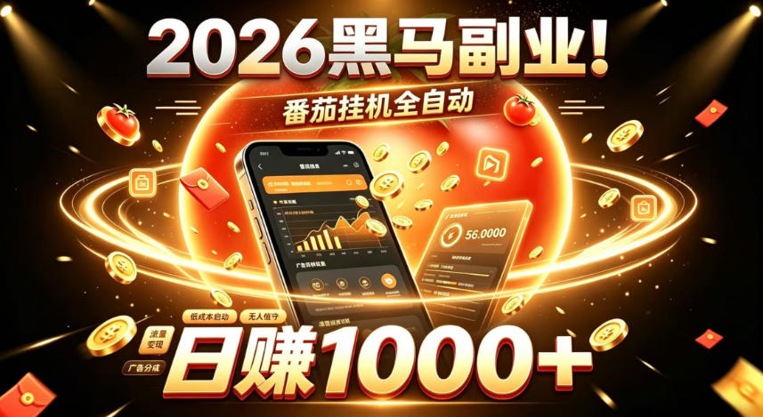 2026黑马副业！番茄挂G全自动日入1000+，操作最简单、门槛最低的线上轻资产项目【揭秘】-精品虚拟资源库