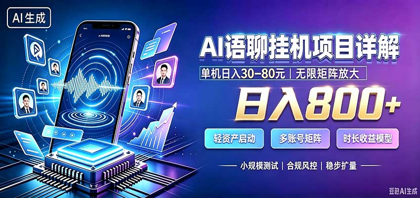 AI语聊挂机,日入800+,适用个人副业,工作室矩阵操作-精品虚拟资源库