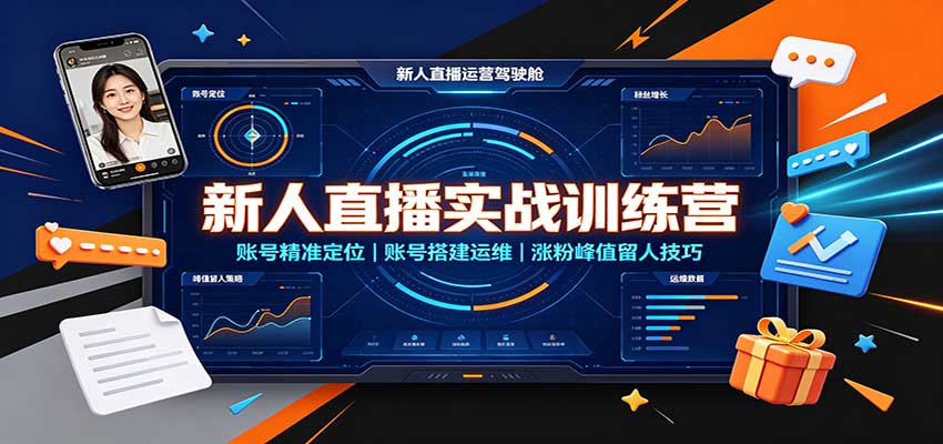新人直播实战训练营：账号精准定位，账号搭建运维，涨粉峰值留人技巧-精品虚拟资源库