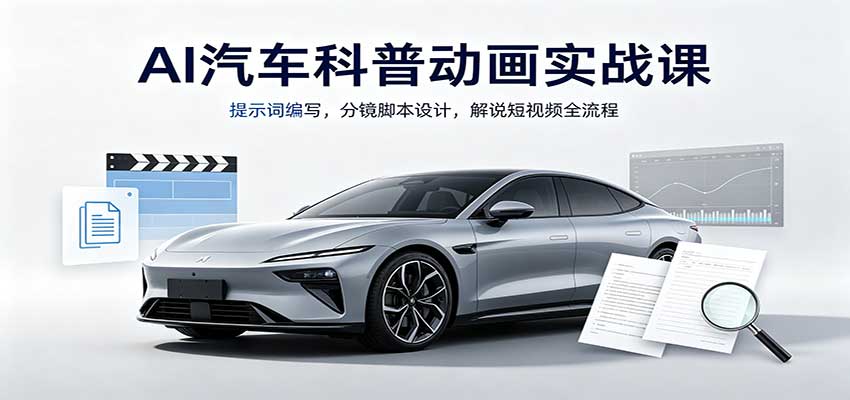 AI汽车科普动画实战课:提示词编写,分镜脚本设计,解说短视频全流程-精品虚拟资源库