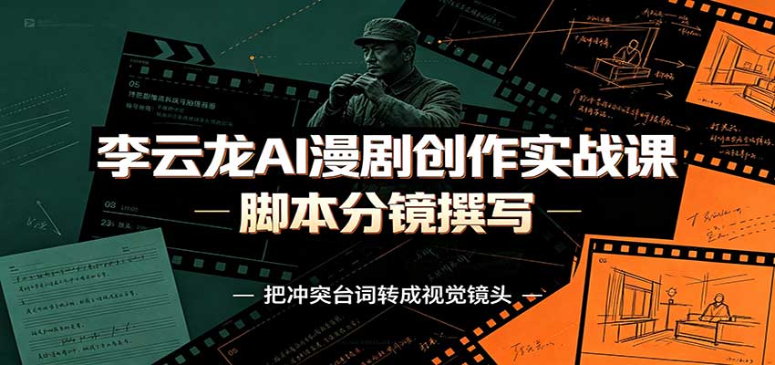 李云龙AI漫剧创作实战课：角色人设还原，脚本分镜撰写，AI漫剧成片完整制作教学-精品虚拟资源库