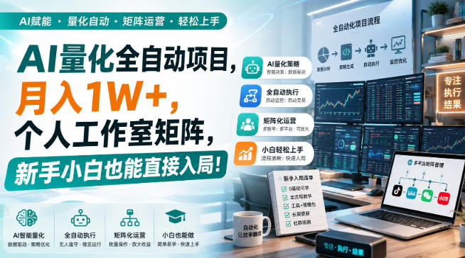 AI量化全自动项目，月入1W+，个人工作室矩阵，新手小白也能直接入局！【揭秘】-精品虚拟资源库