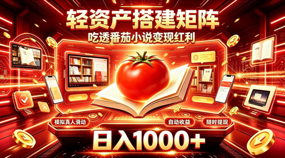轻资产搭建矩阵,吃透番茄小说变现红利,日入1000+,支持无限矩阵放大【揭秘】-精品虚拟资源库