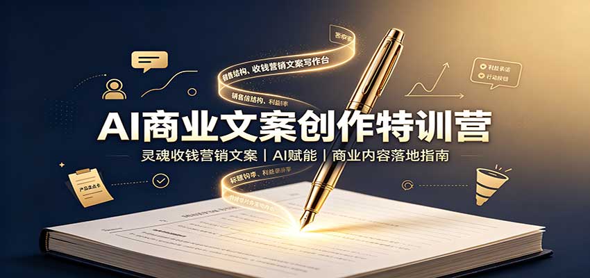 AI商业文案创作特训营:灵魂收钱营销文案,AI赋能,商业内容落地指南-精品虚拟资源库