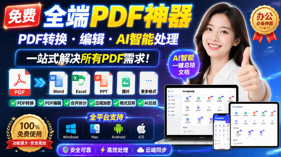 免费全端PDF神器,PDF转换·编辑·AI智能处理,一站式解决所有PDF需求!-精品虚拟资源库