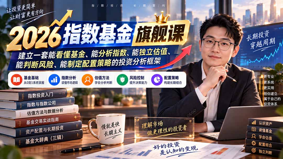 2026指数基金旗舰课｜建立一套能看懂基金、能分析指数、能独立估值、能判断风险、能制定配置策略的投资分析框架-精品虚拟资源库